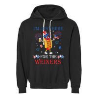 Funny Im Just Here For The Wieners 4Th Of July Garment-Dyed Fleece Hoodie