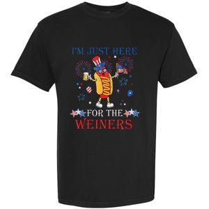 Funny Im Just Here For The Wieners 4Th Of July Garment-Dyed Heavyweight T-Shirt