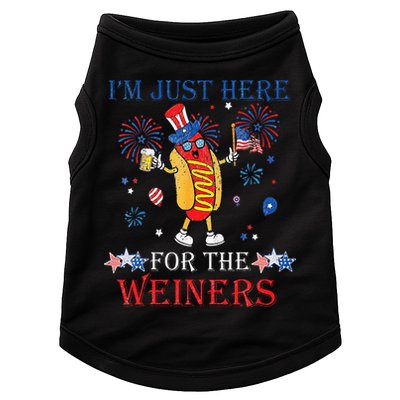 Funny Im Just Here For The Wieners 4Th Of July Doggie Tank