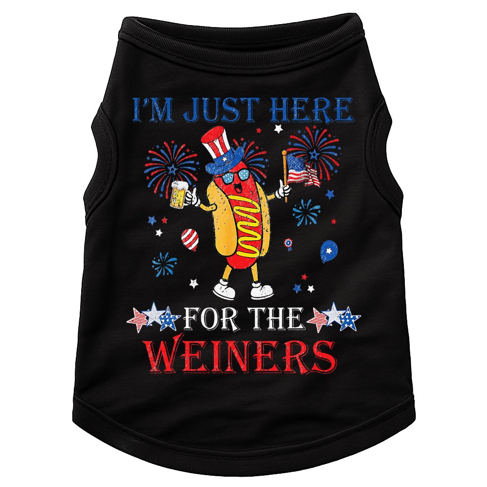 Funny Im Just Here For The Wieners 4Th Of July Doggie Tank