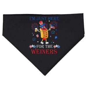 Funny Im Just Here For The Wieners 4Th Of July USA-Made Doggie Bandana