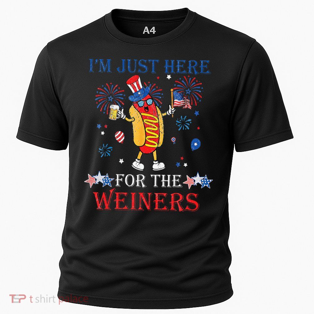 Funny Im Just Here For The Wieners 4Th Of July Performance Shirt