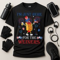 Funny Im Just Here For The Wieners 4Th Of July Performance Shirt