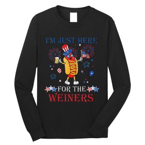 Funny Im Just Here For The Wieners 4Th Of July Long Sleeve Shirt