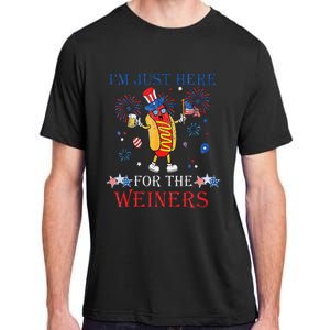 Funny Im Just Here For The Wieners 4Th Of July Adult ChromaSoft Performance T-Shirt