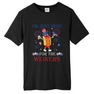 Funny Im Just Here For The Wieners 4Th Of July Tall Fusion ChromaSoft Performance T-Shirt