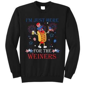 Funny Im Just Here For The Wieners 4Th Of July Tall Sweatshirt