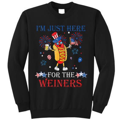 Funny Im Just Here For The Wieners 4Th Of July Tall Sweatshirt