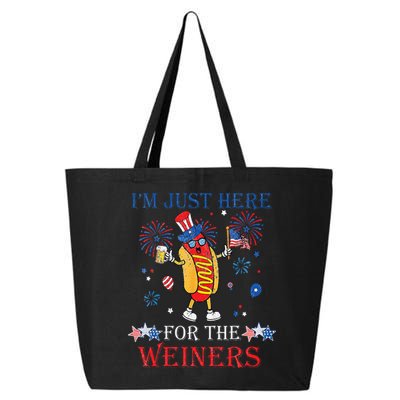 Funny Im Just Here For The Wieners 4Th Of July 25L Jumbo Tote