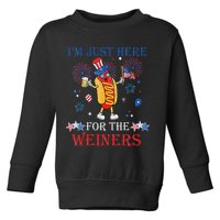 Funny Im Just Here For The Wieners 4Th Of July Toddler Sweatshirt