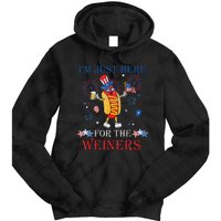 Funny Im Just Here For The Wieners 4Th Of July Tie Dye Hoodie