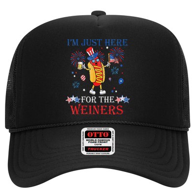 Funny Im Just Here For The Wieners 4Th Of July Trucker Hat