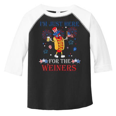 Funny Im Just Here For The Wieners 4Th Of July Toddler Fine Jersey T-Shirt
