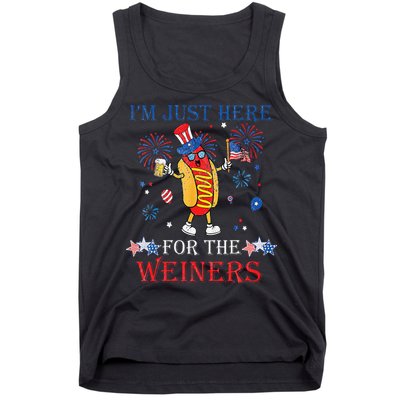 Funny Im Just Here For The Wieners 4Th Of July Tank Top