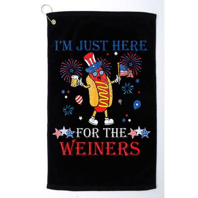 Funny Im Just Here For The Wieners 4Th Of July Golf Towel