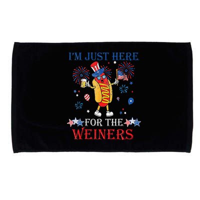 Funny Im Just Here For The Wieners 4Th Of July Microfiber Hand Towel