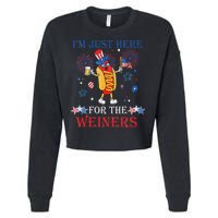 Funny Im Just Here For The Wieners 4Th Of July Cropped Pullover Crew