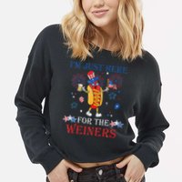 Funny Im Just Here For The Wieners 4Th Of July Cropped Pullover Crew