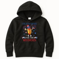 Funny Im Just Here For The Wieners 4Th Of July Kids Hoodie