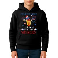 Funny Im Just Here For The Wieners 4Th Of July Kids Hoodie