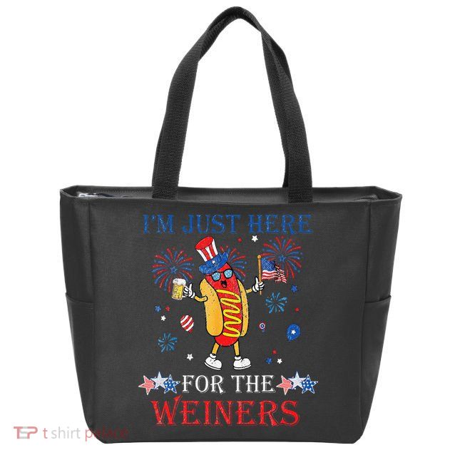 Funny Im Just Here For The Wieners 4Th Of July Zip Tote Bag
