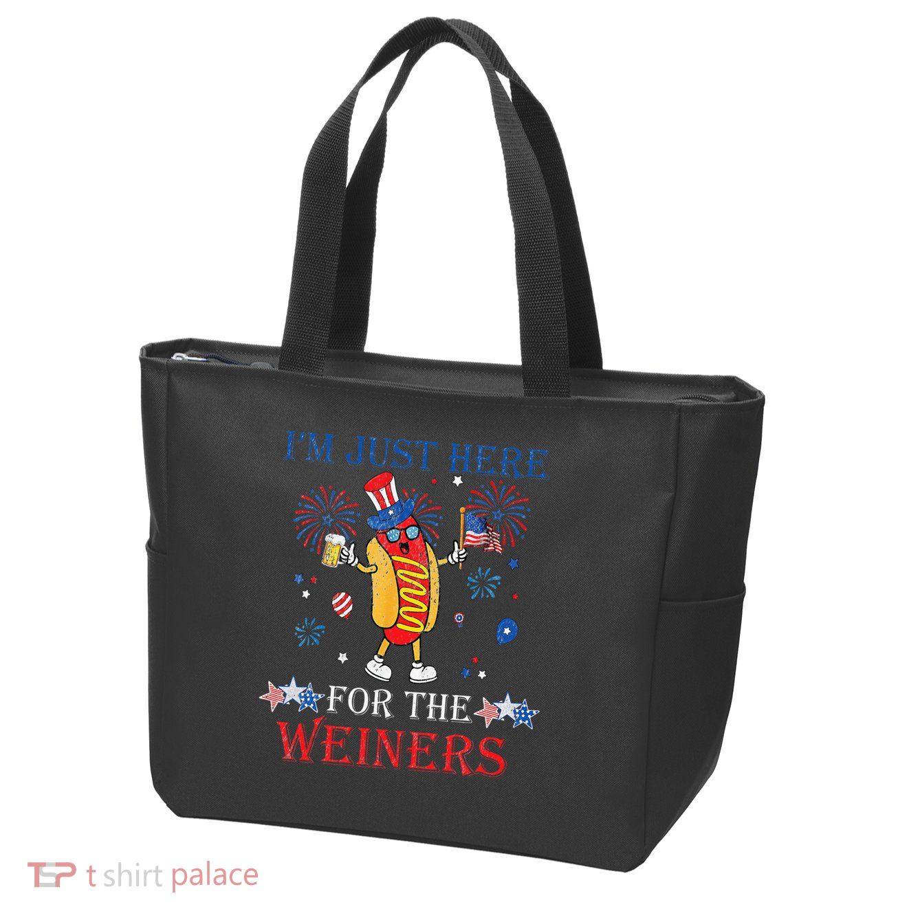 Funny Im Just Here For The Wieners 4Th Of July Zip Tote Bag
