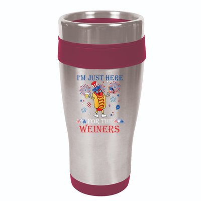 Funny Im Just Here For The Wieners 4Th Of July 16oz Travel Tumbler