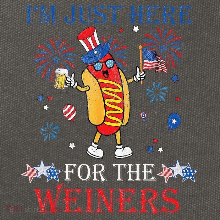 Funny Im Just Here For The Wieners 4Th Of July Cotton Canvas Backpack