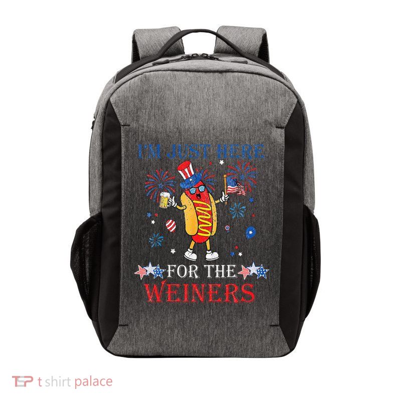 Funny Im Just Here For The Wieners 4Th Of July Vector Backpack