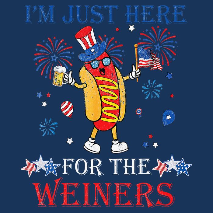 Funny Im Just Here For The Wieners 4Th Of July Infant Baby Jersey Bodysuit