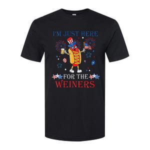 Funny Im Just Here For The Wieners 4Th Of July Softstyle CVC T-Shirt