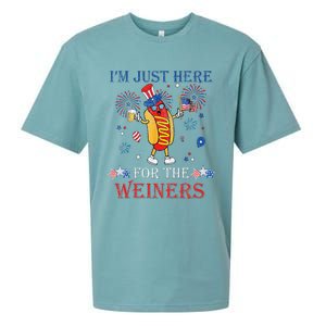 Funny Im Just Here For The Wieners 4Th Of July Sueded Cloud Jersey T-Shirt