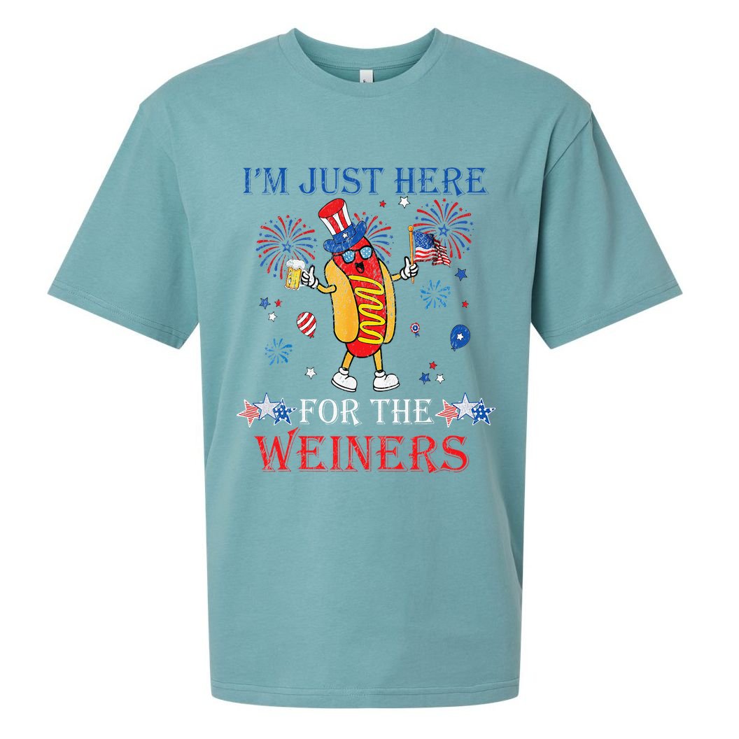Funny Im Just Here For The Wieners 4Th Of July Sueded Cloud Jersey T-Shirt
