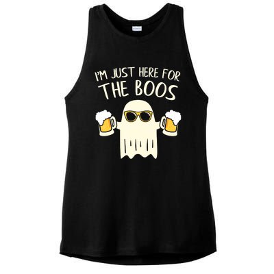 Funny Im Just Here For The Boos Shirt Gift Halloween Ghost Ladies PosiCharge Tri-Blend Wicking Tank