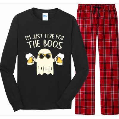 Funny Im Just Here For The Boos Shirt Gift Halloween Ghost Long Sleeve Pajama Set