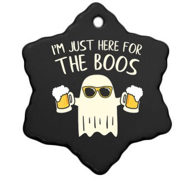 Funny Im Just Here For The Boos Shirt Gift Halloween Ghost Ceramic Star Ornament