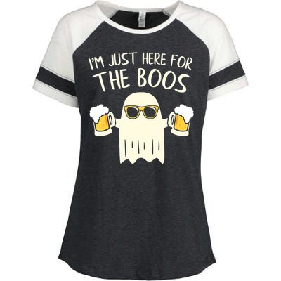 Funny Im Just Here For The Boos Shirt Gift Halloween Ghost Enza Ladies Jersey Colorblock Tee