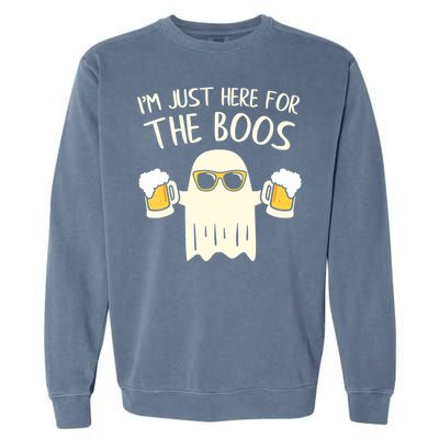 Funny Im Just Here For The Boos Shirt Gift Halloween Ghost Garment-Dyed Sweatshirt