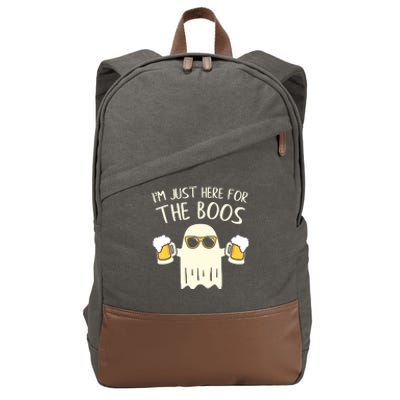 Funny Im Just Here For The Boos Shirt Gift Halloween Ghost Cotton Canvas Backpack