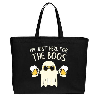 Funny Im Just Here For The Boos Shirt Gift Halloween Ghost Cotton Canvas Jumbo Tote