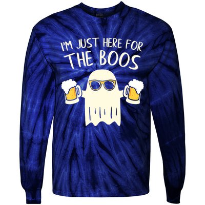 Funny Im Just Here For The Boos Shirt Gift Halloween Ghost Tie-Dye Long Sleeve Shirt