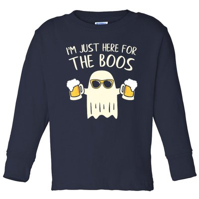 Funny Im Just Here For The Boos Shirt Gift Halloween Ghost Toddler Long Sleeve Shirt