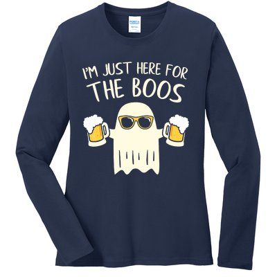 Funny Im Just Here For The Boos Shirt Gift Halloween Ghost Ladies Long Sleeve Shirt