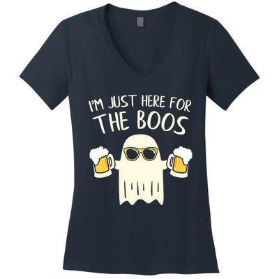 Funny Im Just Here For The Boos Shirt Gift Halloween Ghost Women's V-Neck T-Shirt