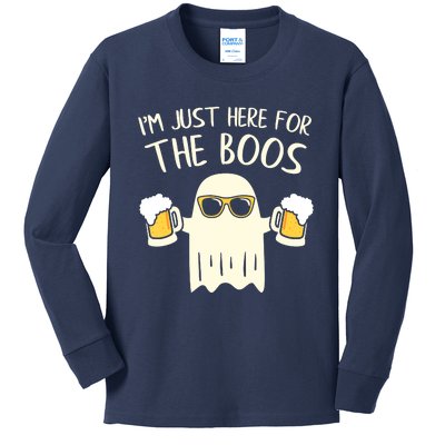 Funny Im Just Here For The Boos Shirt Gift Halloween Ghost Kids Long Sleeve Shirt