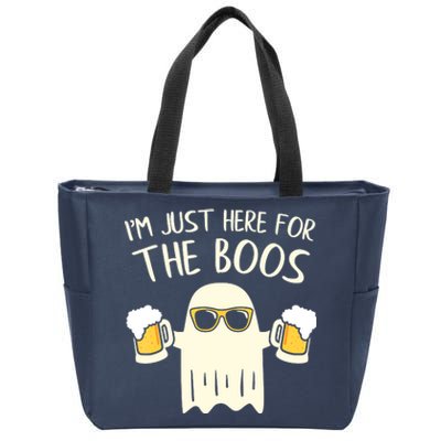 Funny Im Just Here For The Boos Shirt Gift Halloween Ghost Zip Tote Bag