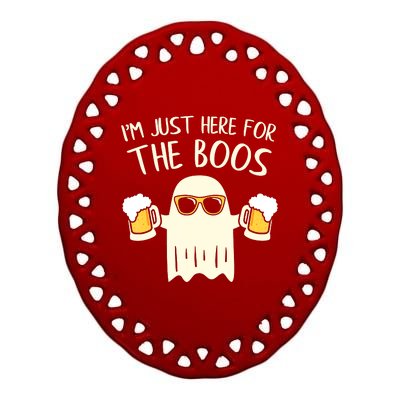 Funny Im Just Here For The Boos Shirt Gift Halloween Ghost Ceramic Oval Ornament