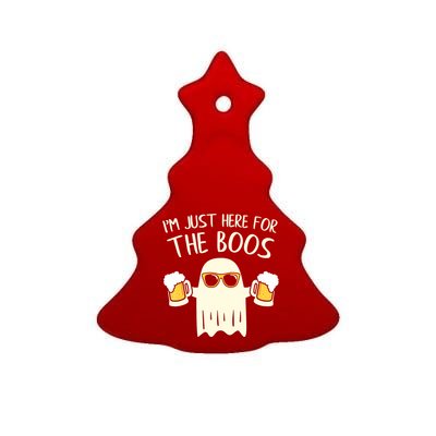 Funny Im Just Here For The Boos Shirt Gift Halloween Ghost Ceramic Tree Ornament