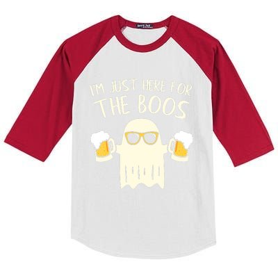 Funny Im Just Here For The Boos Shirt Gift Halloween Ghost Kids Colorblock Raglan Jersey