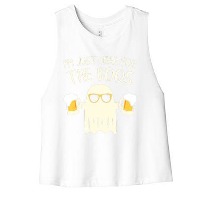 Funny Im Just Here For The Boos Shirt Gift Halloween Ghost Women's Racerback Cropped Tank